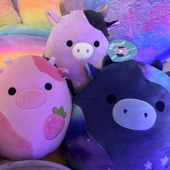 Squishmallow Alexie the cow purple w gold metallic horns RARE 8” plushie kawaii - Picture 3 of 8